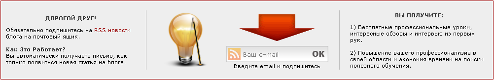 Пример #6 Горизонтальная HTML RSS форма подписки для верхней или нижней раздвижной панели.